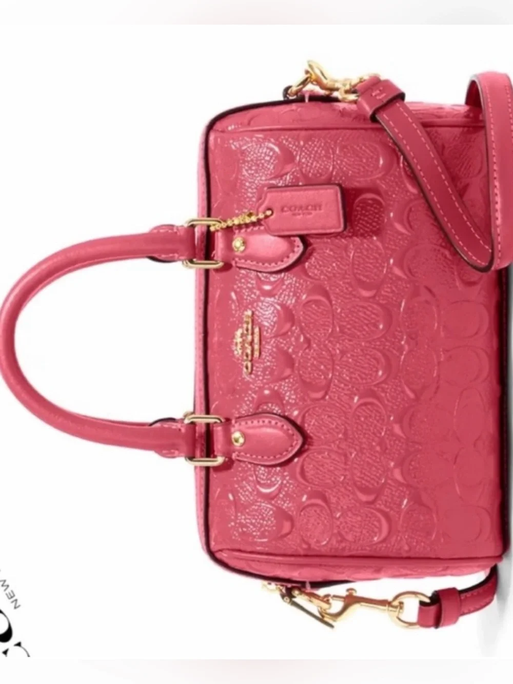 Coach Mini Rowan Satchel in Fuchsia Pink with Gold Hardware
